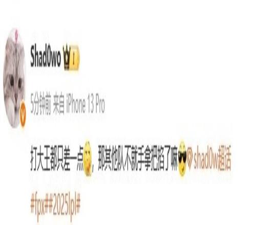 shad0w：打大王都只差一点，那其他队不就手拿把掐了嘛