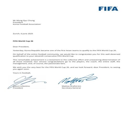 FIFA祝贺韩国连续第11届晋级世界杯:实至名归,了不起的成就