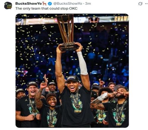 NBA杯冠軍雄鹿自媒體：我們是唯一能阻止雷霆奪冠的球隊