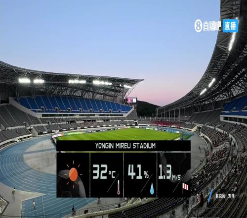 32度啊!东亚杯韩国vs中国香港比赛,在炎热天气下进行