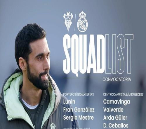 阿韋洛亞執(zhí)教皇馬首秀名單：維尼修斯領(lǐng)銜，多名B隊(duì)球員在列