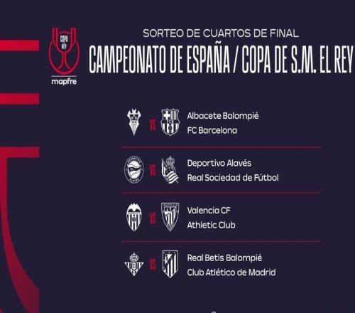 國王杯八強(qiáng)對陣：阿爾瓦塞特vs巴薩，貝蒂斯vs馬競