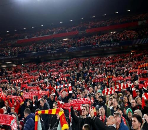 60043人，安菲爾德現(xiàn)場觀眾創(chuàng)利物浦隊(duì)史歐戰(zhàn)主場新高