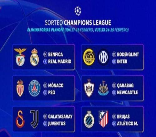 歐冠附加賽抽簽：皇馬再遇穆里尼奧執(zhí)教的本菲卡，巴黎遇法國內(nèi)戰(zhàn)