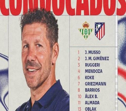 馬競客戰(zhàn)貝蒂斯名單：格子回歸，瑟洛特傷缺，3名新援均在列