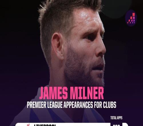 只差一場，米爾納將追平巴里保持的英超歷史出場紀錄