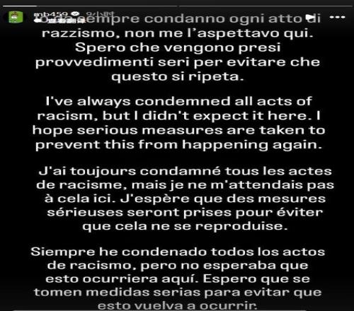 在阿聯(lián)酋比賽時(shí)遭遇種族歧視，巴洛特利：不能容忍這種行為