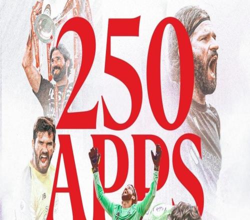 里程碑，阿利松迎來英超生涯第250次出場