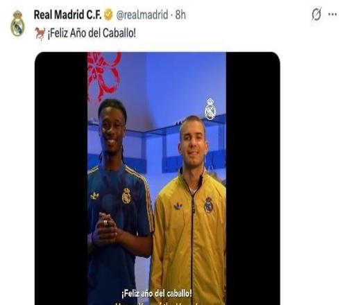 皇馬曬新年祝福視頻，卡馬文加特意用中文說(shuō)“新春快樂(lè)”