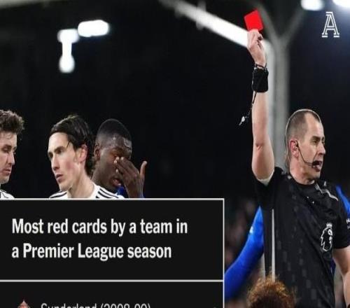 已拿8紅，切爾西剩余11輪英超若再拿一紅即可追平賽會(huì)紀(jì)錄