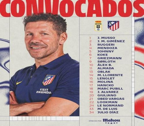 馬競客戰(zhàn)奧維耶多名單：格子領(lǐng)銜，尼古拉斯、巴里奧斯仍傷缺