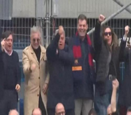 巴薩大勝！拉波爾塔看臺高歌“不跳就是皇馬人”，一個手勢引熱議