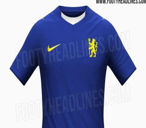 切爾西2627主場球衣諜照：采用黃色獅子隊徽，搭配亮藍(lán)色底色