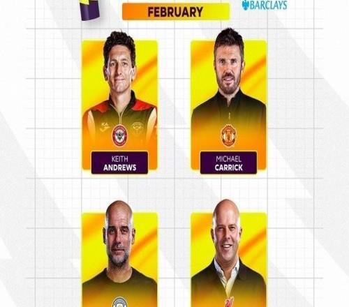 英超2月最佳主帥候選：卡里克、瓜迪奧拉、斯洛特、安德魯斯