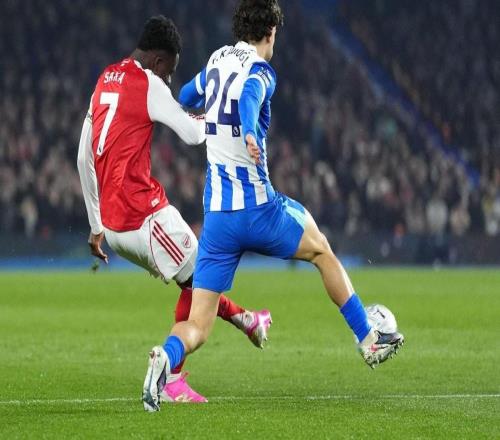 3球4助攻，薩卡生涯英超對(duì)陣布萊頓造7球所有對(duì)手第三多