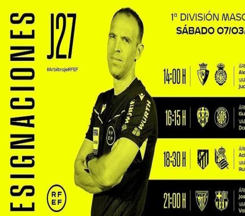 周六西甲裁判安排：何塞穆努埃拉将执法巴萨客战毕包