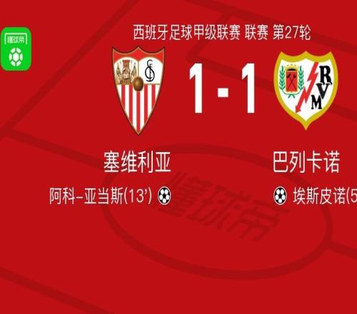 塞維利亞11巴列卡諾，阿科亞當(dāng)斯破門，埃斯皮諾救主