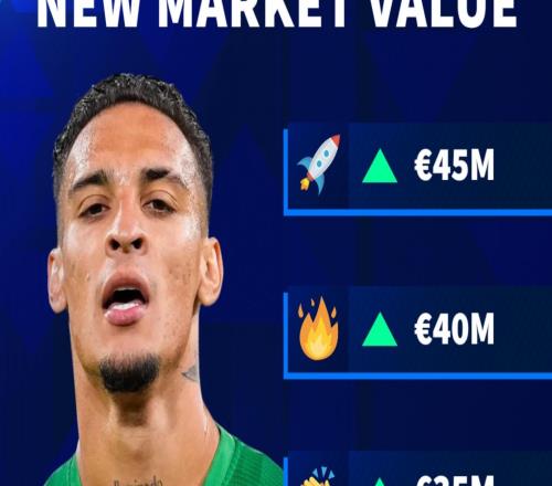 德轉(zhuǎn)預(yù)熱安東尼身價上漲：最低上漲至3200萬歐，最高4500萬歐