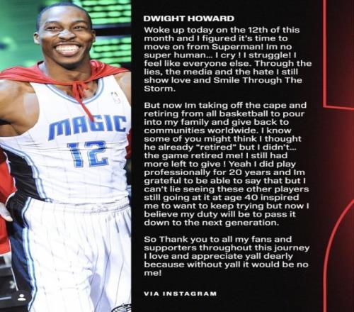 霍華德發(fā)表長文宣布正式退役：告別"超人"這個身份