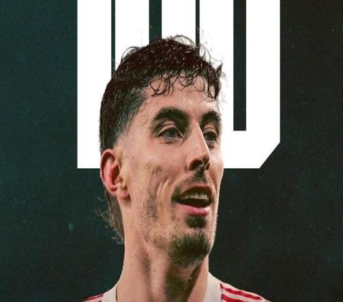 里程碑，哈弗茨完成阿森納生涯第100場正式比賽