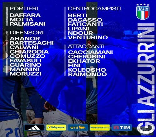 意大利U21新一期大名單：巴爾泰薩吉、科穆佐、文圖里諾在列