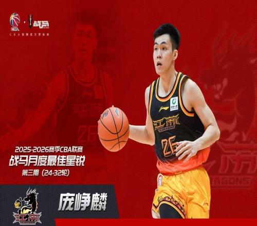 CBA官方：江苏后卫庞峥麟当选常规赛第3期月度最佳星锐球员