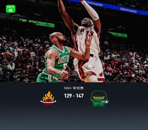 凱爾特人147129熱火，杰倫布朗43+4+7，塔圖姆大三雙