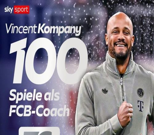 孔帕尼執(zhí)教拜仁前100場收獲76勝，隊(duì)史僅次于瓜迪奧拉