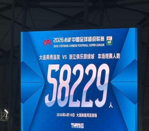 58229人現(xiàn)場觀戰(zhàn)英博vs浙江，排名中超歷史觀眾人數(shù)第19位