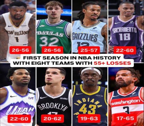 NBA首次8隊(duì)55敗：擺爛軍團(tuán)的集體狂歡，選秀權(quán)成唯一遮羞布