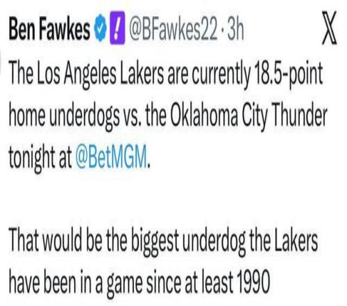 湖人被看衰18.5分，上一次這么慘還是1990年