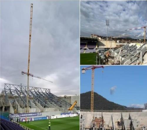 因看臺改造，佛羅倫薩主場矗立著塔吊，引發(fā)安全擔憂