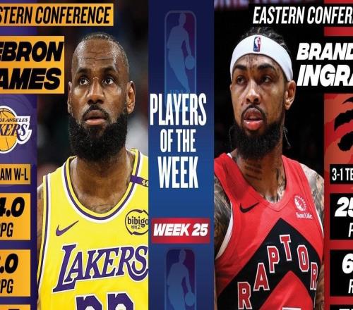NBA官方：英格拉姆和詹姆斯當選常規(guī)賽最后一周東西部最佳