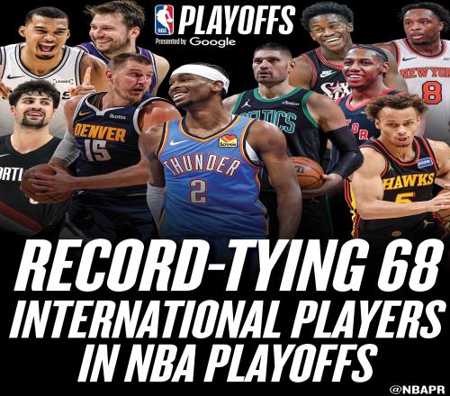 68名国际球员进入季后赛，追平NBA历史纪录，杨瀚森在列