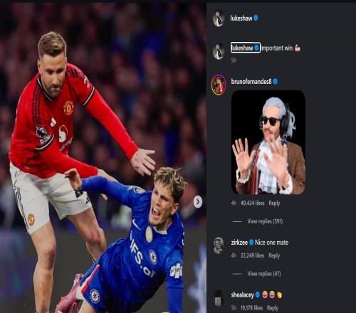 盧克肖曬出和加納喬的對(duì)抗圖，曼聯(lián)隊(duì)友紛紛點(diǎn)贊