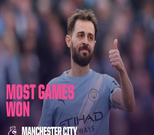 B席代表曼城英超取勝214場(chǎng)，追平大衛(wèi)席爾瓦并列隊(duì)史第一