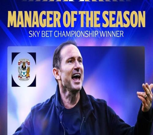 率領(lǐng)考文垂升入英超，蘭帕德當(dāng)選英冠賽季最佳主帥