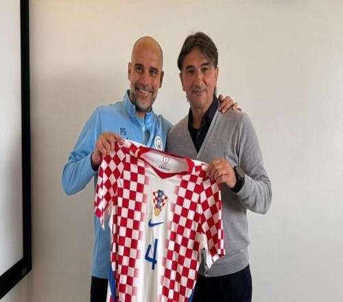 由達(dá)利奇帶隊(duì)的克足協(xié)造訪曼城看望格瓦和科娃，瓜迪奧拉接見