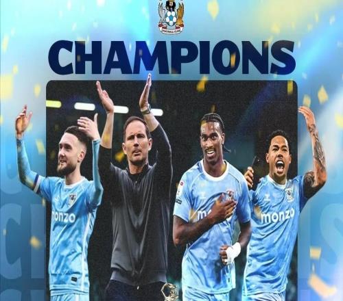 絕對優(yōu)勢，蘭帕德率領考文垂提前兩輪鎖定英冠冠軍