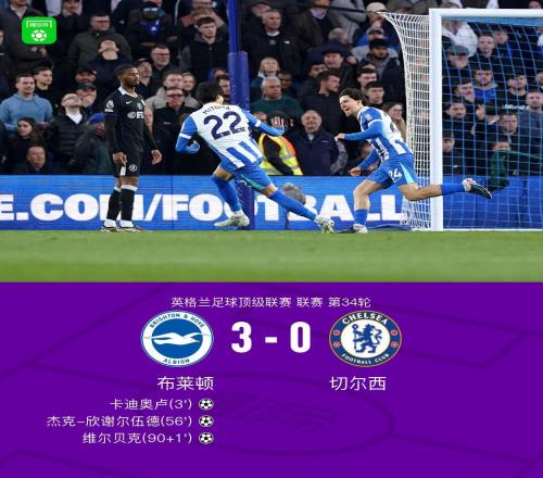 劍南春切爾西0射正03客負(fù)布萊頓遭聯(lián)賽5連敗，維爾貝克破門