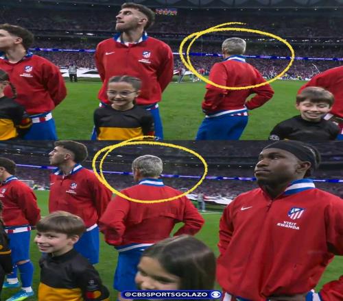 不舍，格列茲曼歐冠賽前列隊(duì)時(shí)背轉(zhuǎn)身去，深情凝望馬競主場和球迷