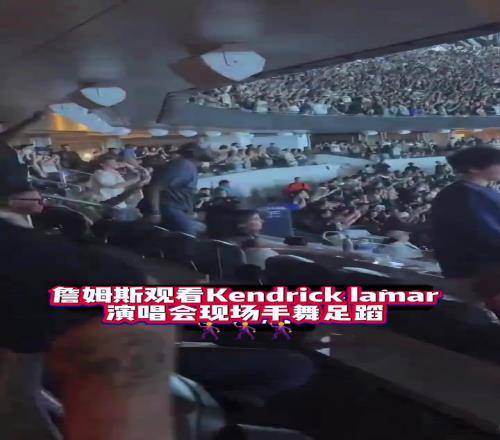 詹姆斯前几天在KendrickLamar演唱会上兴奋的手舞足蹈