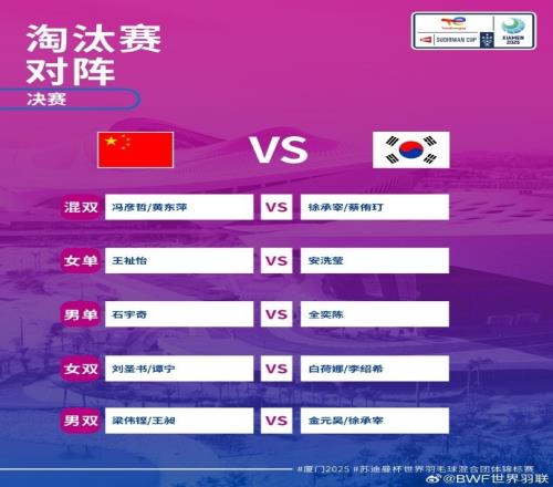 再战韩国！国羽15次苏迪曼杯决赛13次夺冠，最近一次3比0韩国夺冠