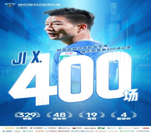 吉翔达成职业生涯俱乐部赛事400场记录