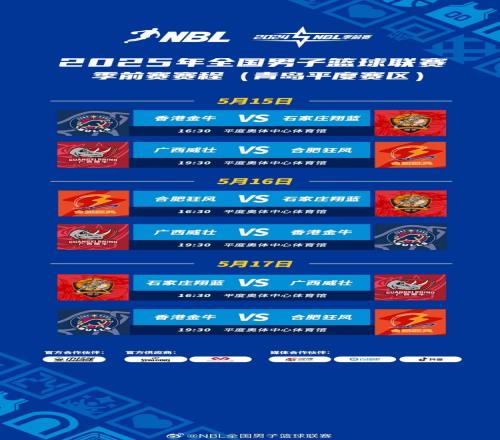NBL季前赛将于5月15日在青岛开打8队在平度&莱西两赛区展开厮杀