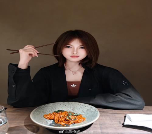 可爱捏吴艳妮社媒晒新造型，棕色短发配上黑色外套