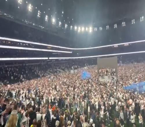 太阳报：热刺的球迷在球队赢得欧联杯冠军之后冲入球场进行庆祝