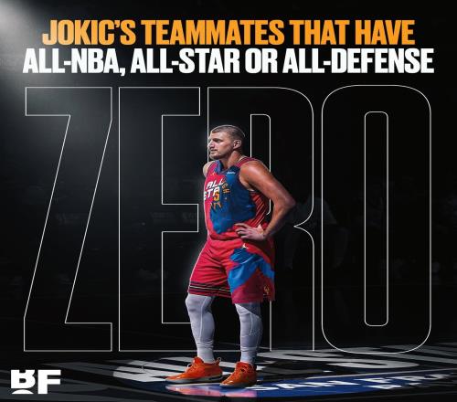 约基奇进NBA10年从未有任何一位当赛季的全明星最佳阵队友