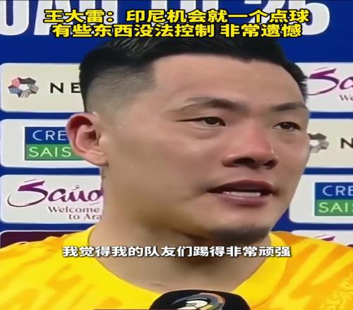 王大雷赛后：印尼就一个点球，有些东西没法控制