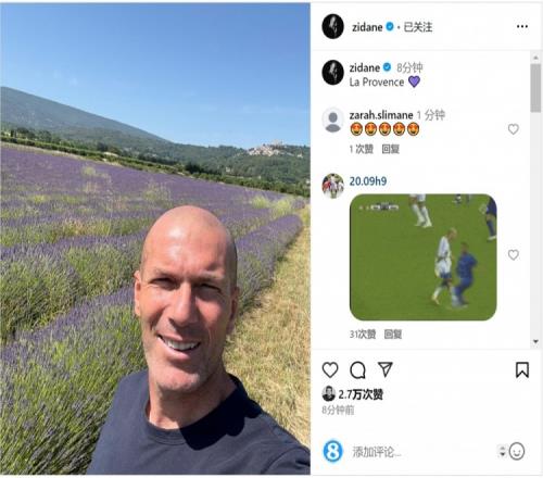 何时出山齐达内社媒晒身处薰衣草田间照片
